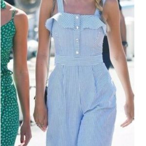 ZARA AW17 STRIPED JUMPSUIT WITH RUFFLES Small